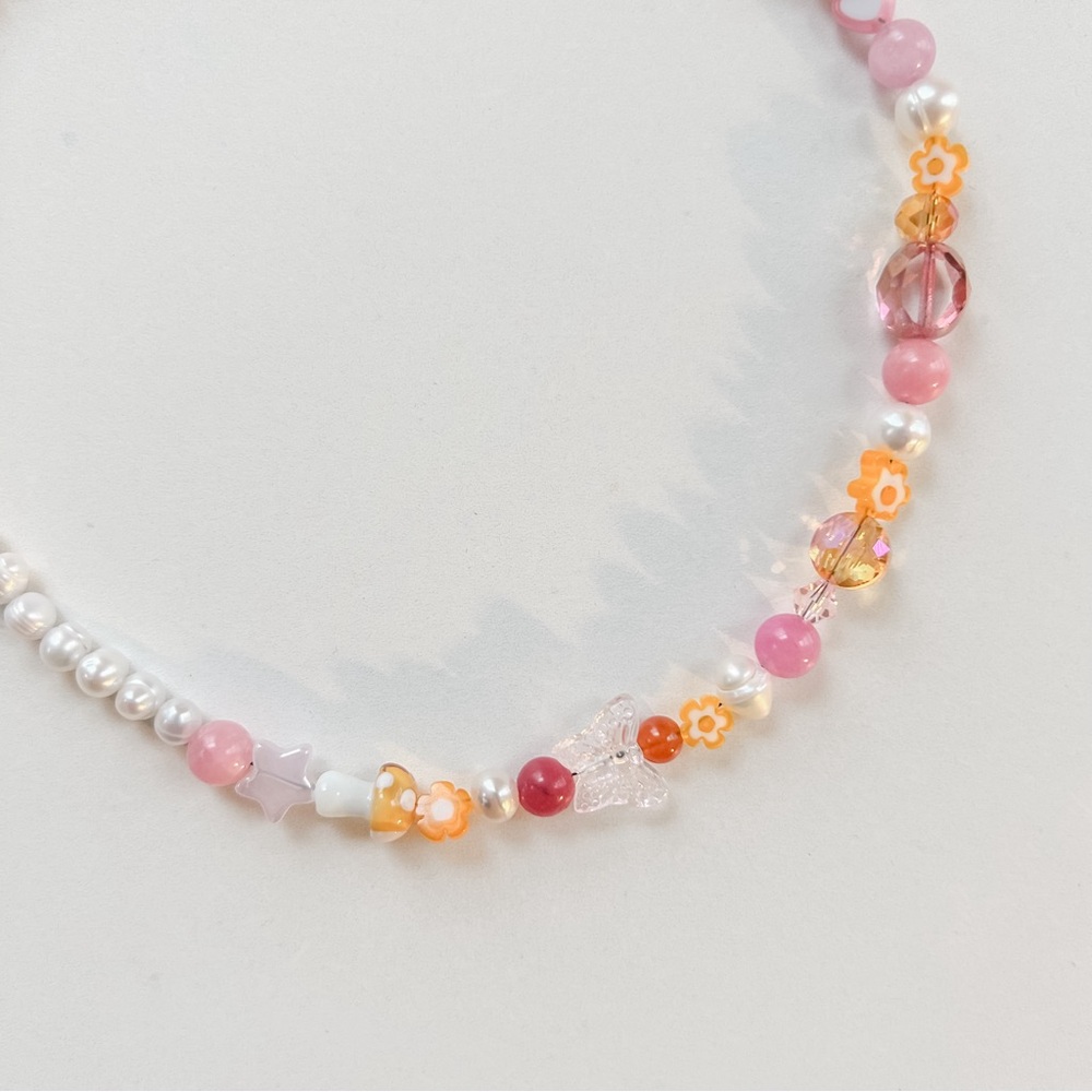 a friend of Mildred's • half beaded half pearl necklace by terra moon